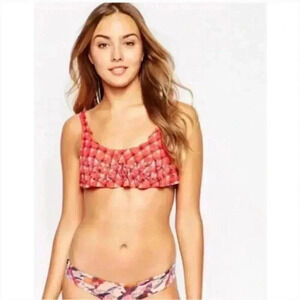 MAAJI Red Guilty Pleasures Ruffle Bikini Top S